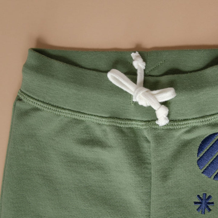 Organic Pima Cotton Sweatpants with Embroidery - Green