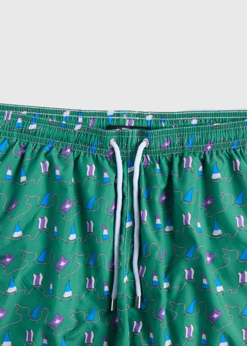 Nautical Flag Swim Trunk - Green