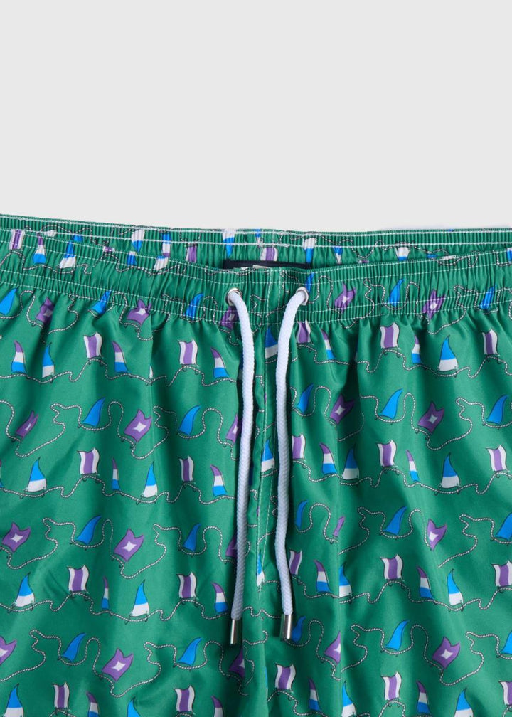Nautical Flag Swim Trunk - Green