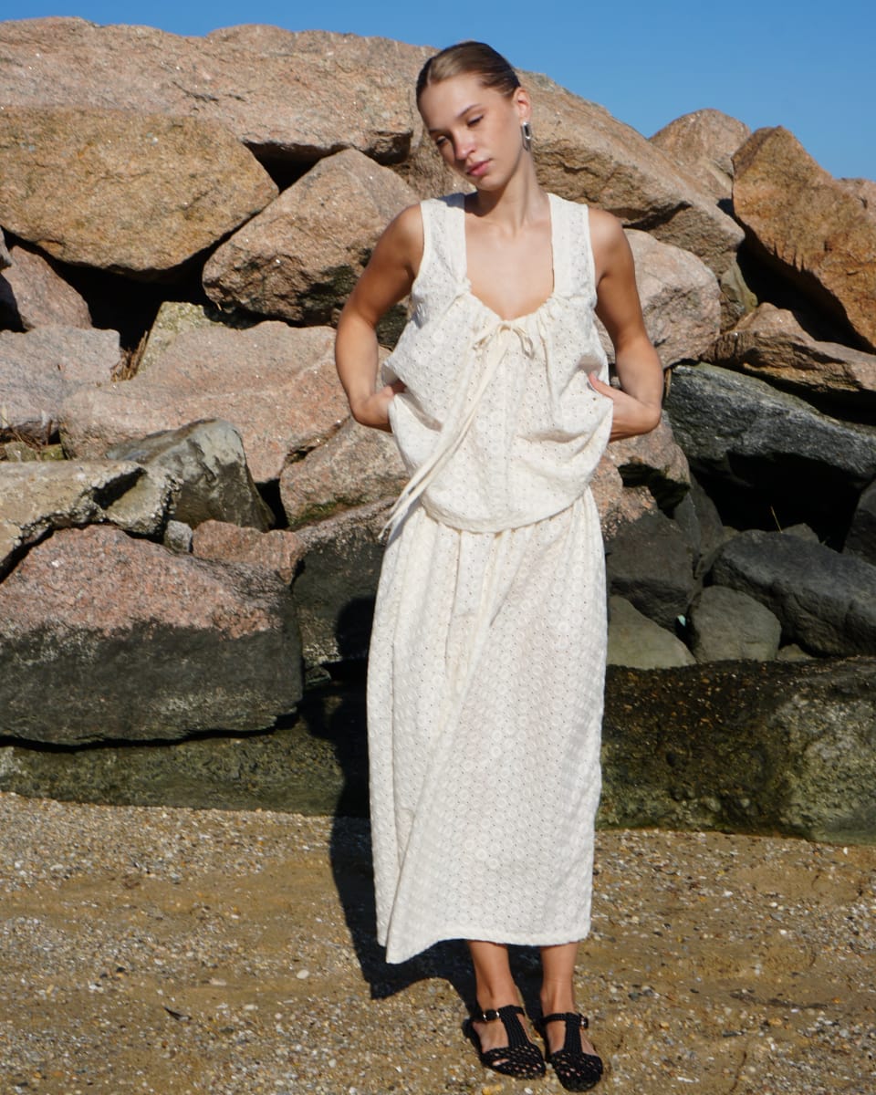 Reversible Uma Blouse In Embroidered Voile - Ivory