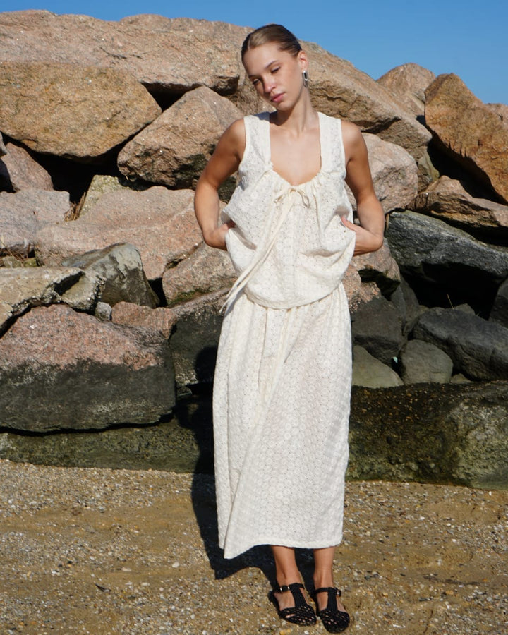 Reversible Uma Blouse In Embroidered Voile - Ivory