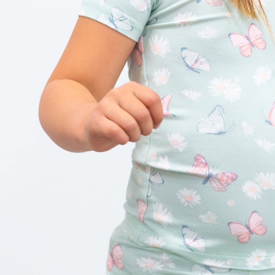 Butterfly Daisy Bamboo Summer Pajama Set - Butterfly Daisy Mint