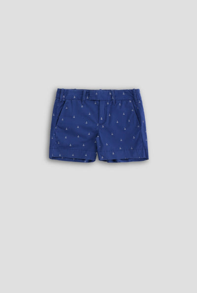 Boat Print 4" Short - Royal Blue