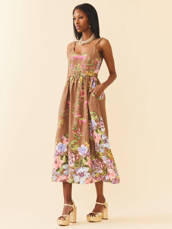 Katherine Dress - Caramel Victorian Floral