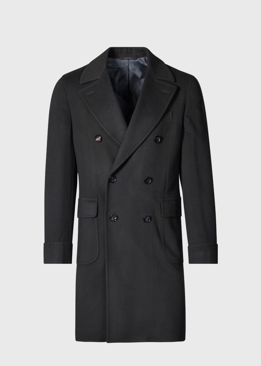 Wool & Cashmere Double Breasted Coat - Grey