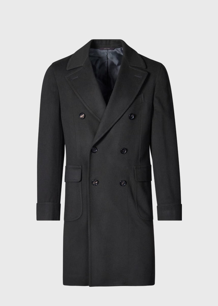 Wool & Cashmere Double Breasted Coat - Grey