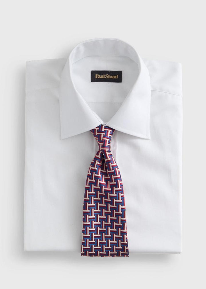 Woven Silk Basketweave Tie - Red