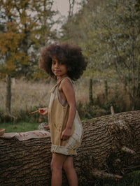 The Tie-Dye Dungaree Short - Camel tie dye