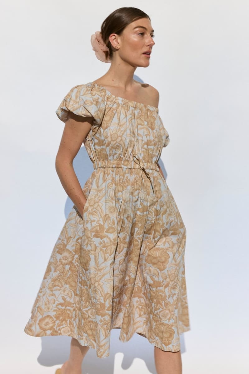 Sofi Off Shoulder Dress - Beige