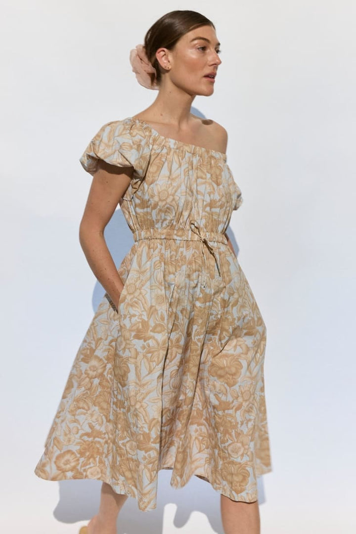 Sofi Off Shoulder Dress - Beige