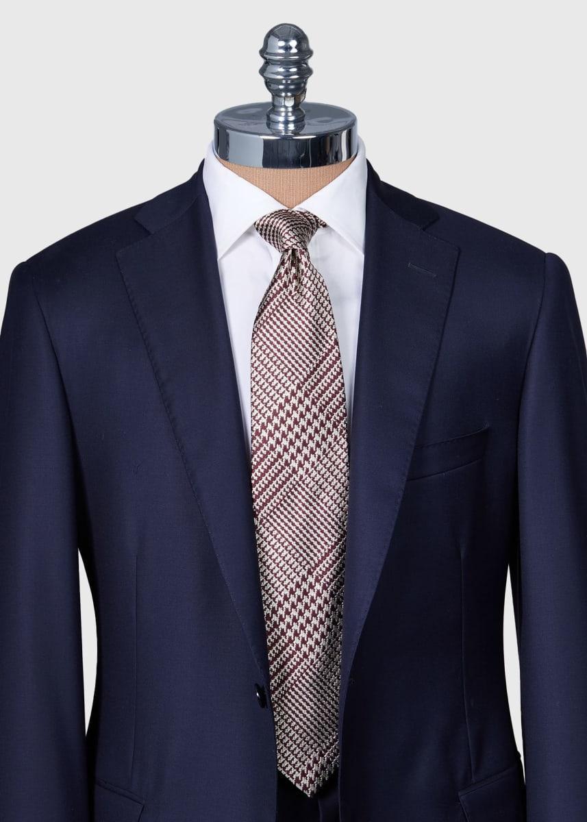 Woven Silk Glen Plaid Tie - Brown