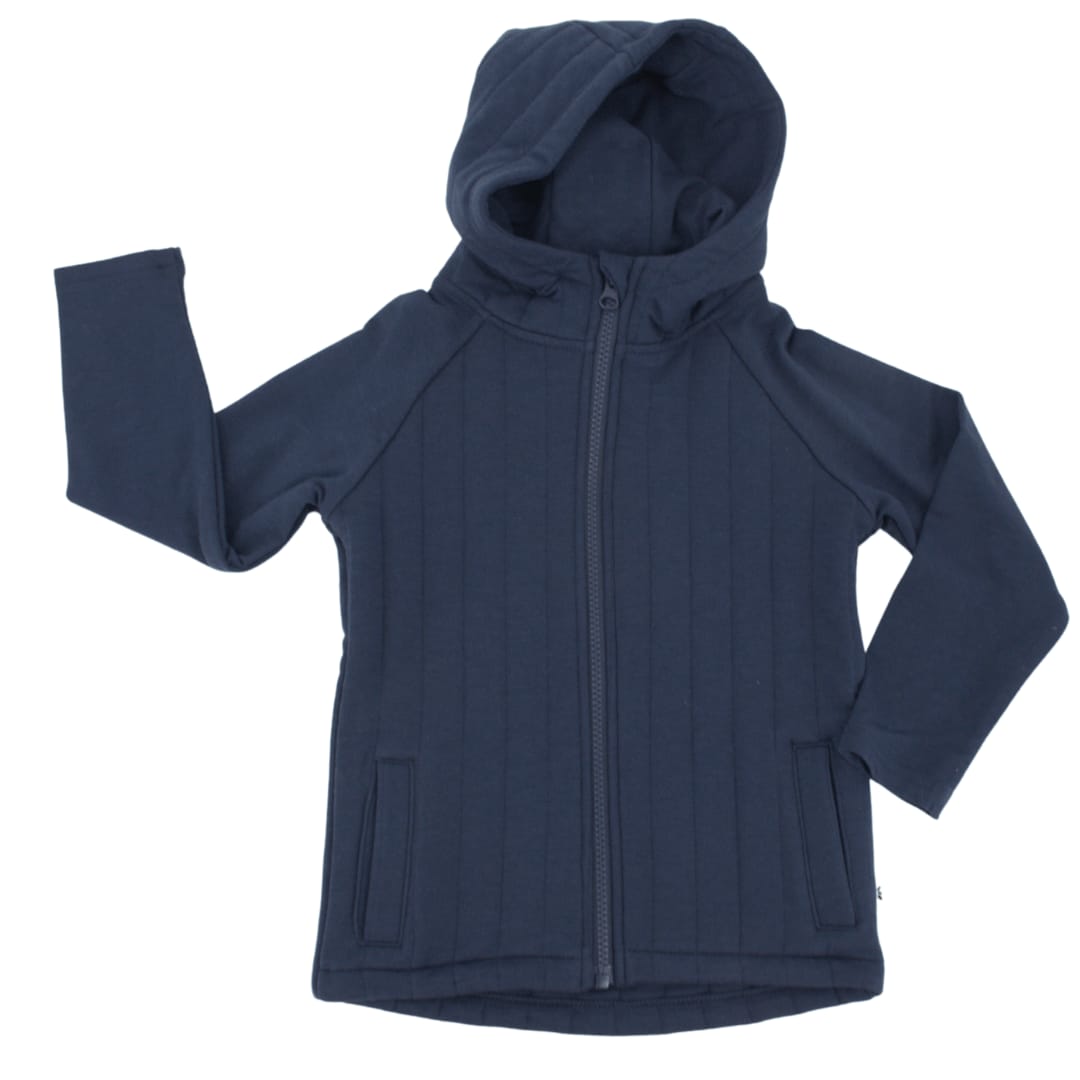French Terry Hooded Jacket - Peacoat Blue