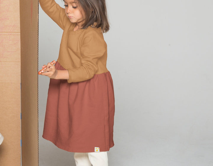 Two-Tone Organic Cotton Jersey Dress - Manza