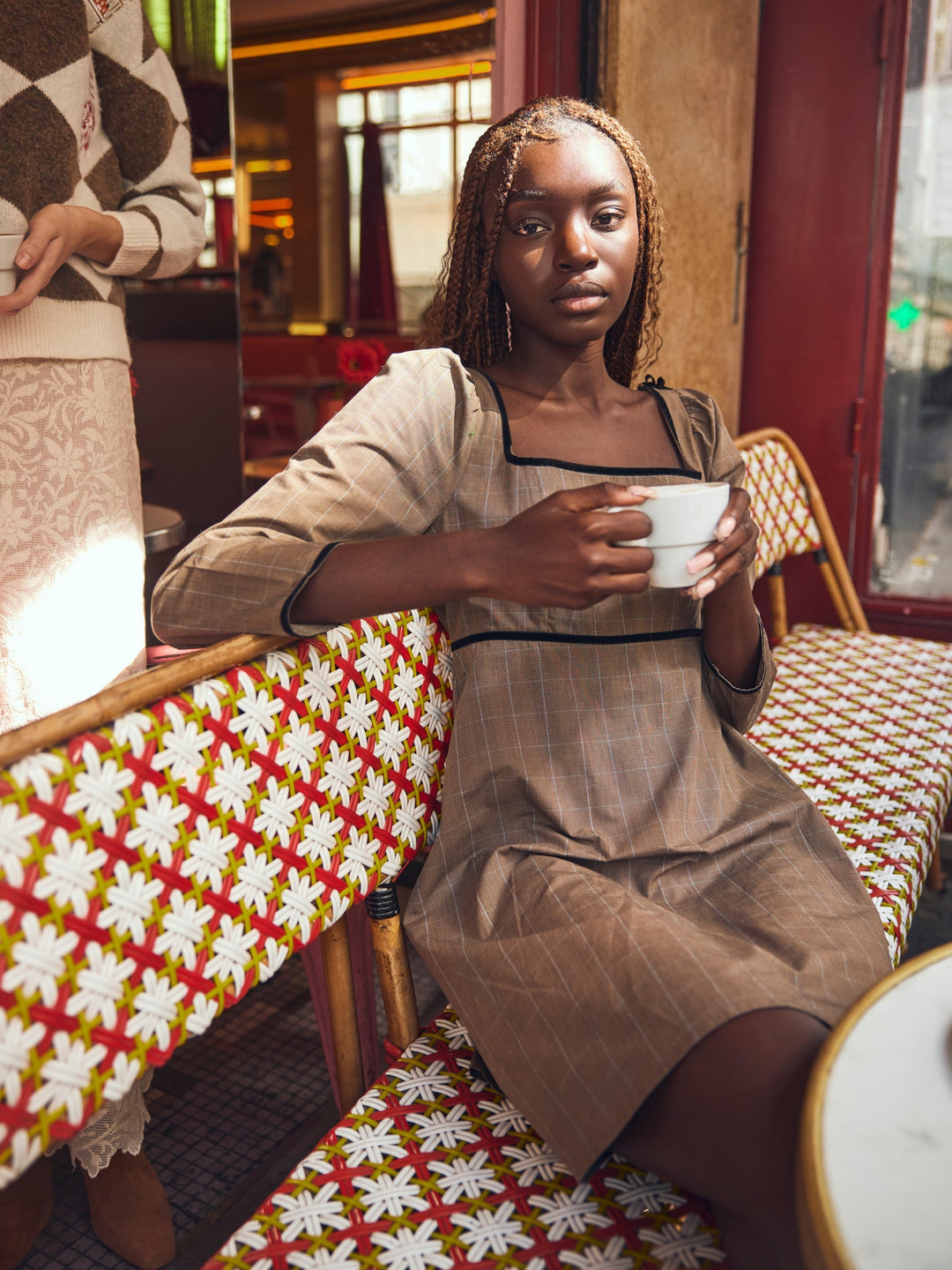 Tatum Mini Dress - Coco Check with Baby Blue Pinstripe
