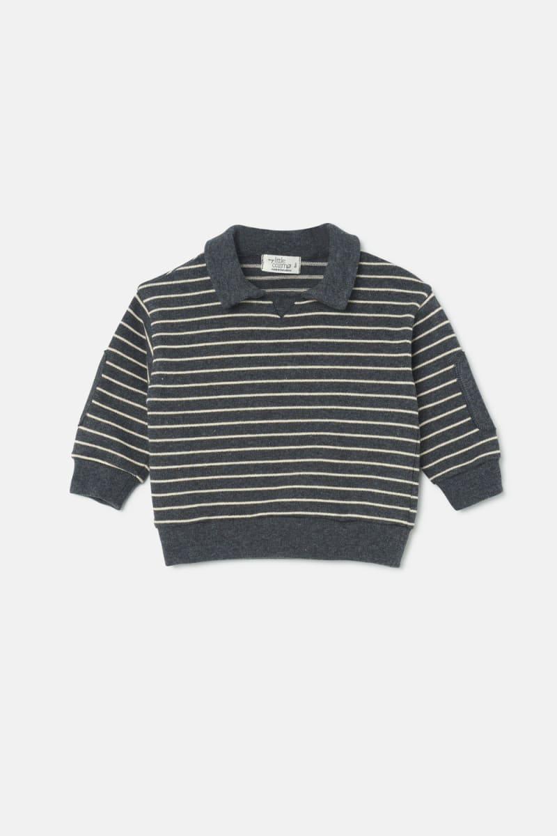 Striped Baby Sweater - Dark Grey-Stone