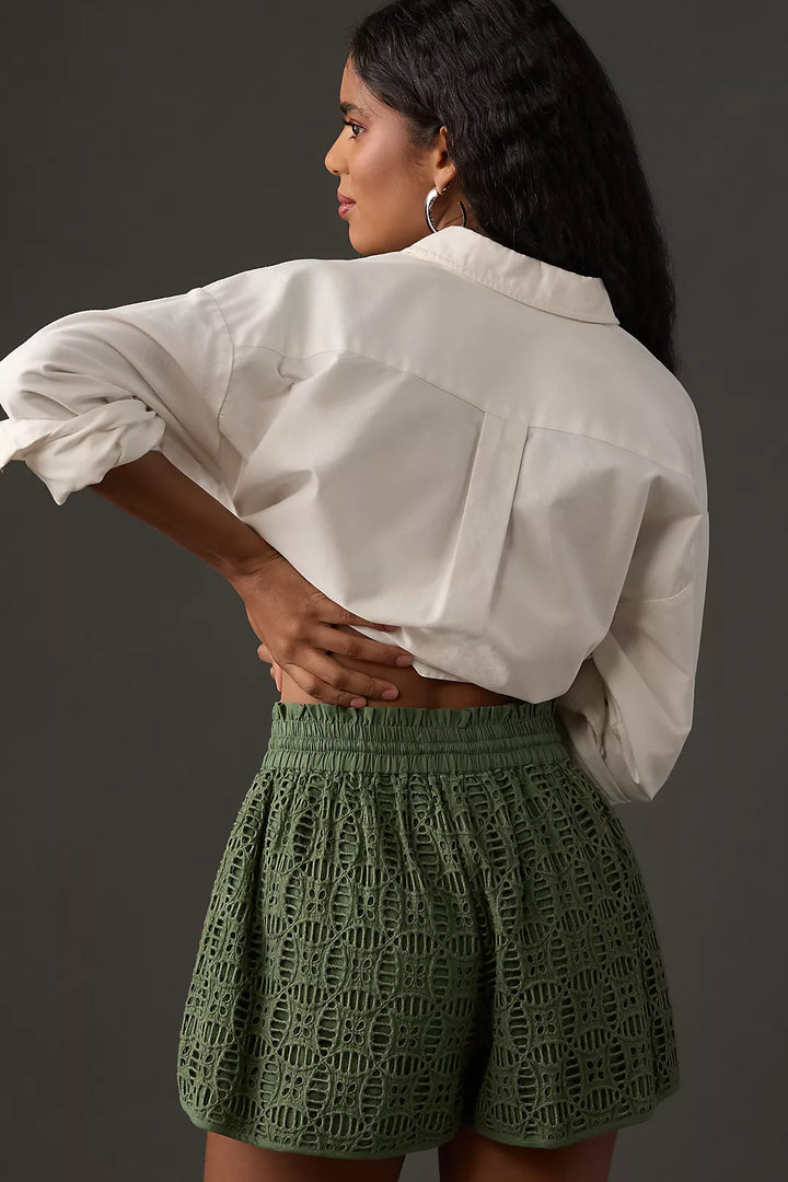 Chloe Cutwork Short - Military Olive