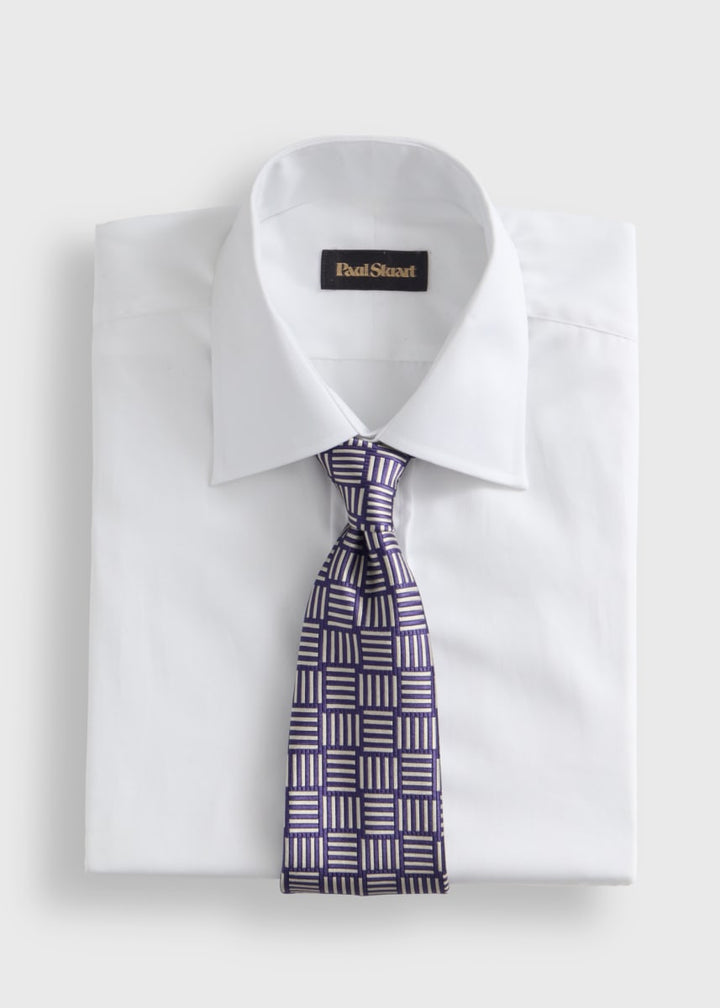 Woven Silk Parquet Tie - Purple