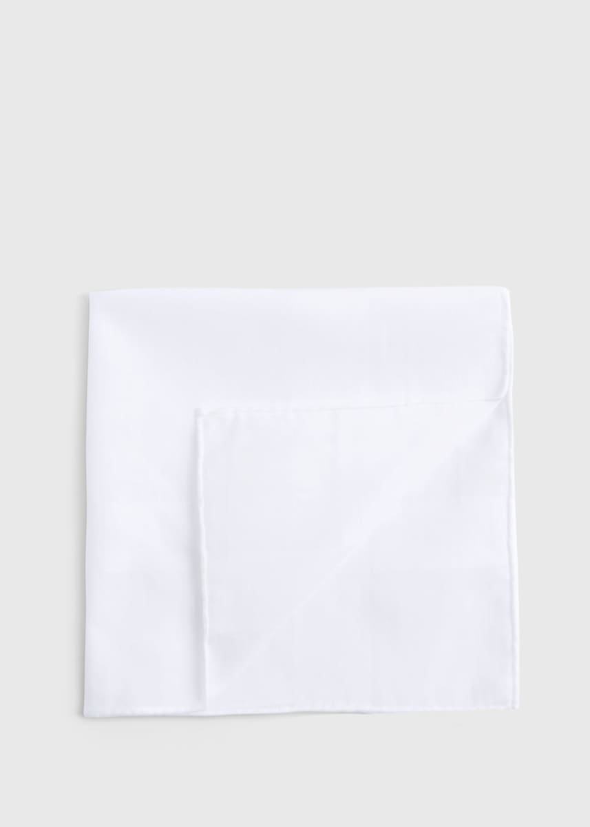 White Cotton Pocket Square - White