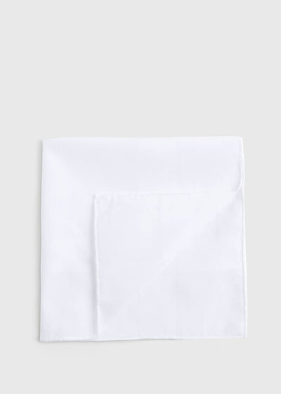 White Cotton Pocket Square - White