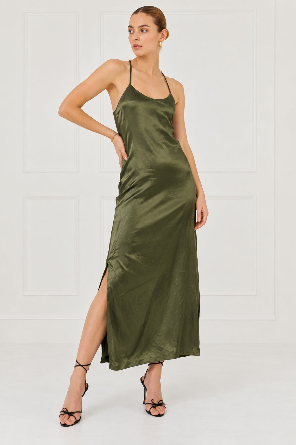 Silky Essential Slip Dress - Olive