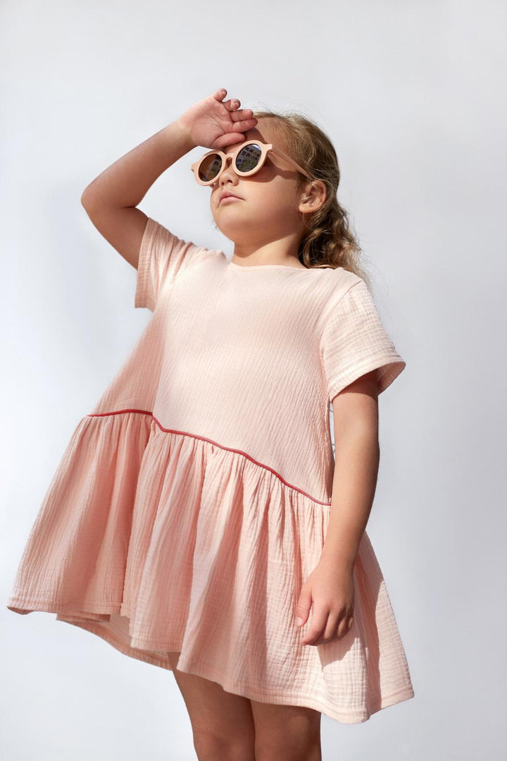 Girls Hi-Low Drop Waist Dress - Pink