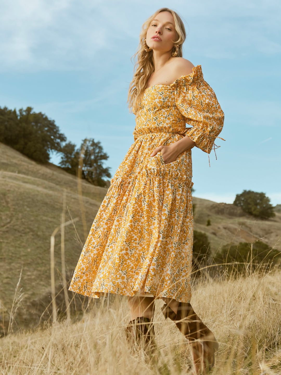 Olivia Midi Dress - Ivory/Clementine Floral