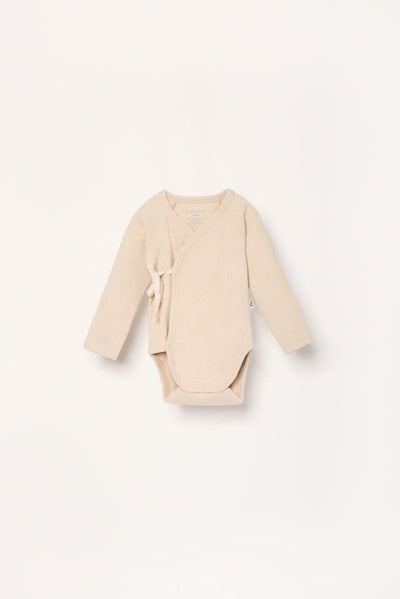 Organic Ribbed Wrap Bodysuit - Sand