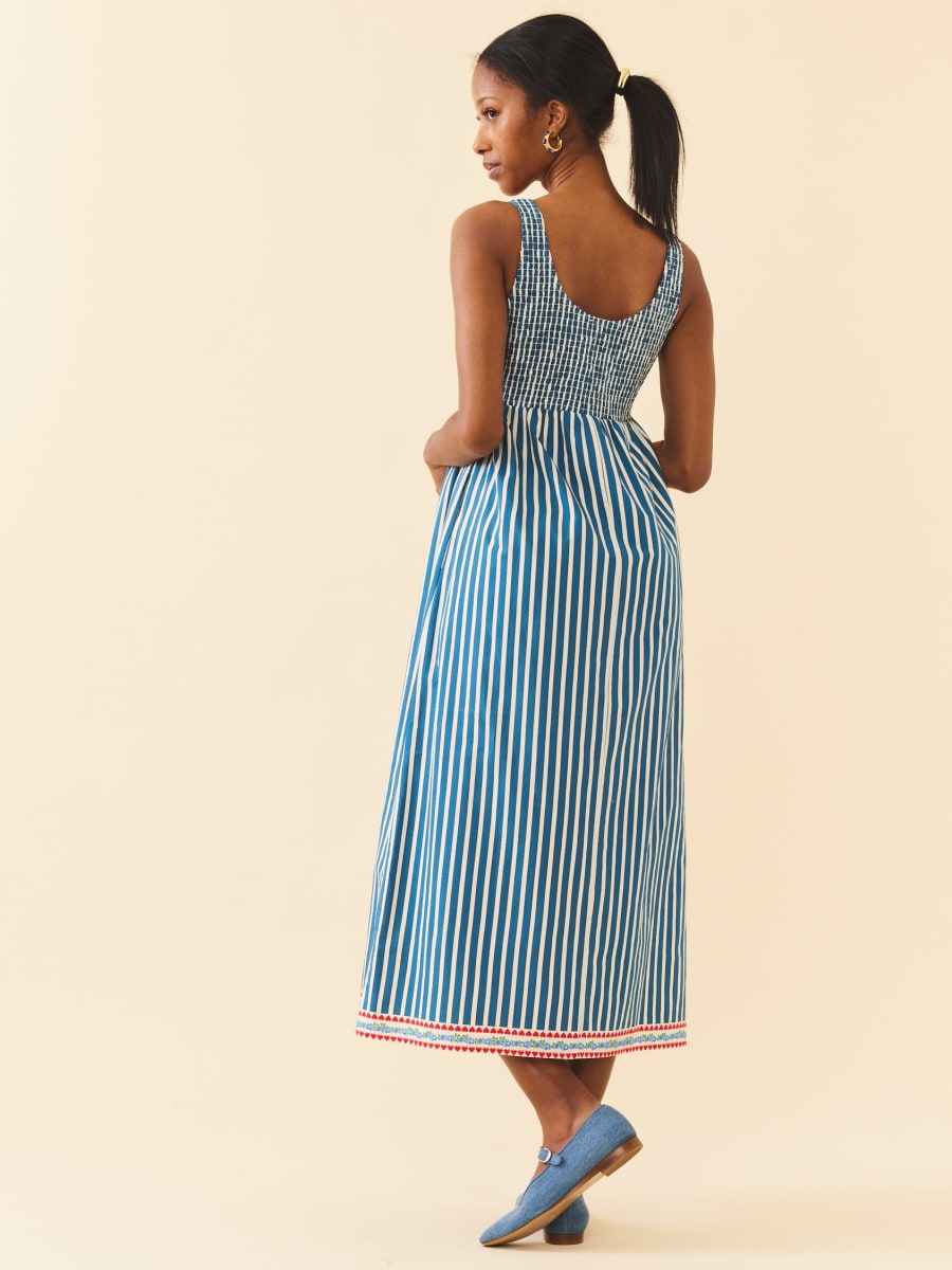Emily Dress - Navy Stripe