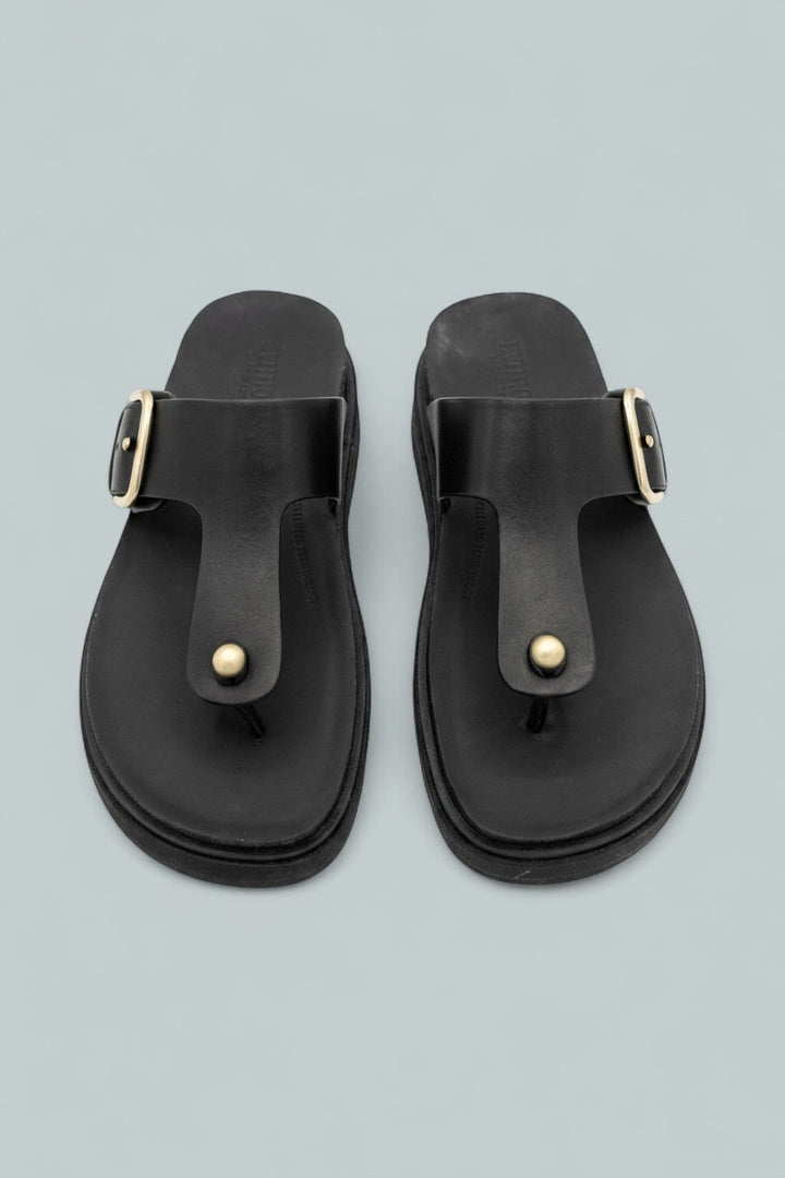 Gen-Ff Buckled Leather Sandals - Black