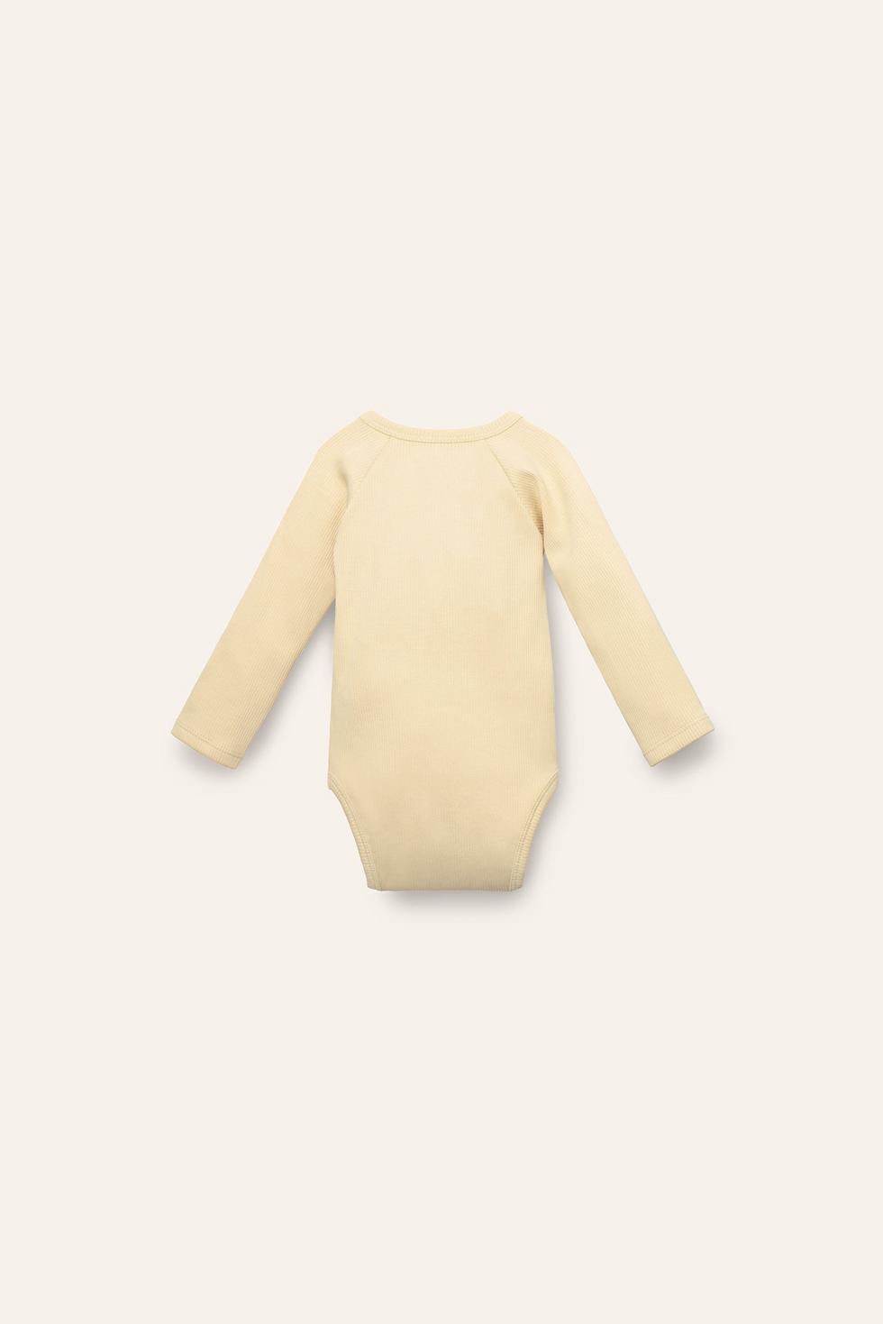 Organic Pima Cotton Kimono Baby Onesie - Light Yellow