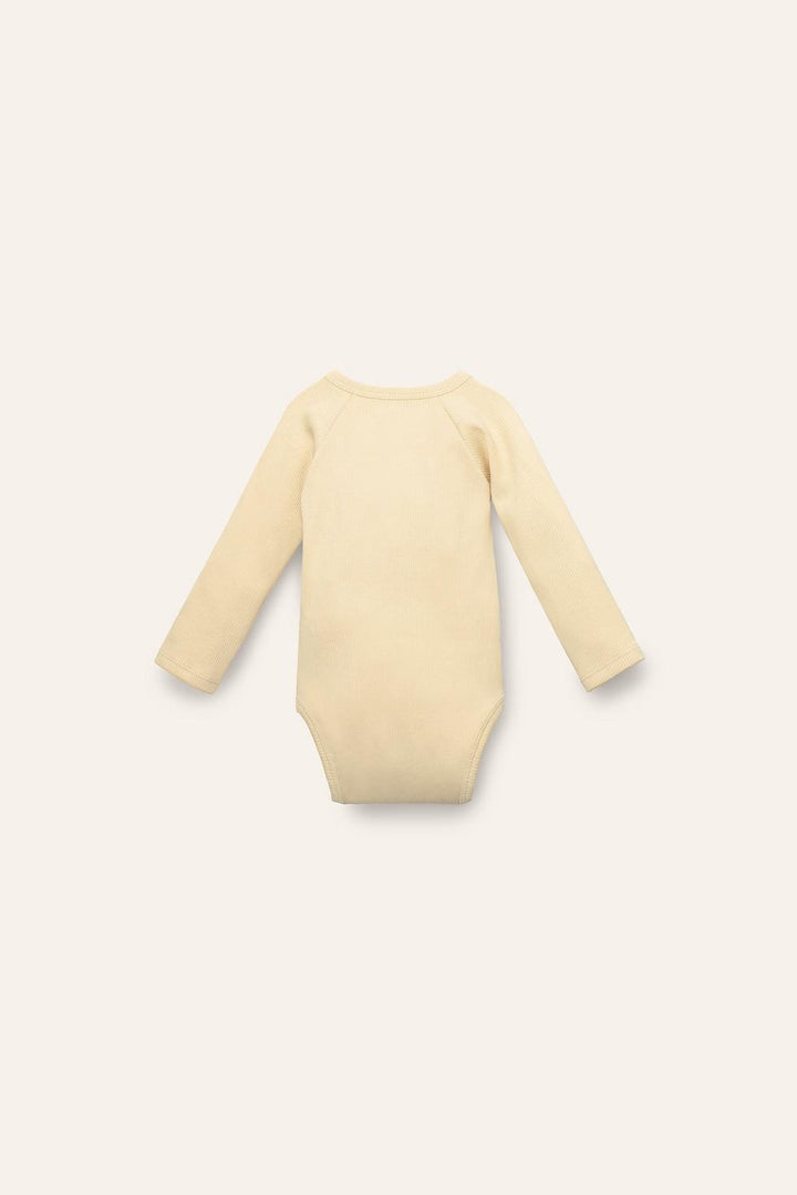 Organic Pima Cotton Kimono Baby Onesie - Light Yellow