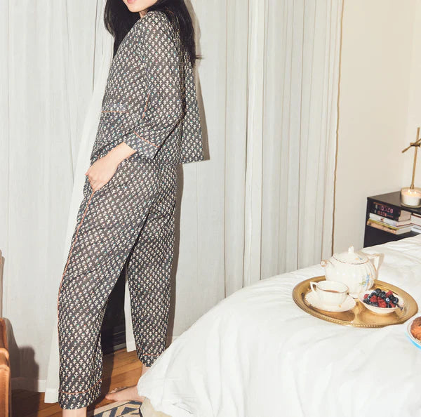 Rosie Pajamas Pants - Faded Black/Cream Dot print