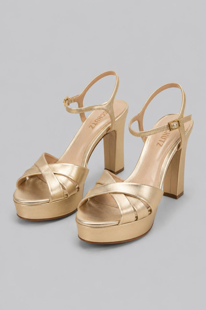 Women's Keefa High-Heel Platform Sandals - Platina Gold Leather