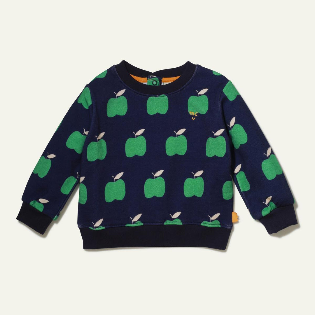 Recycled Cotton Apples Baby Sweatshirt - Blue Ribbon Apple