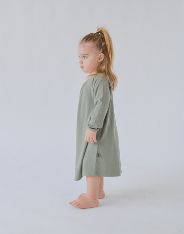 Sweetheart Dress - Olive Green Rib