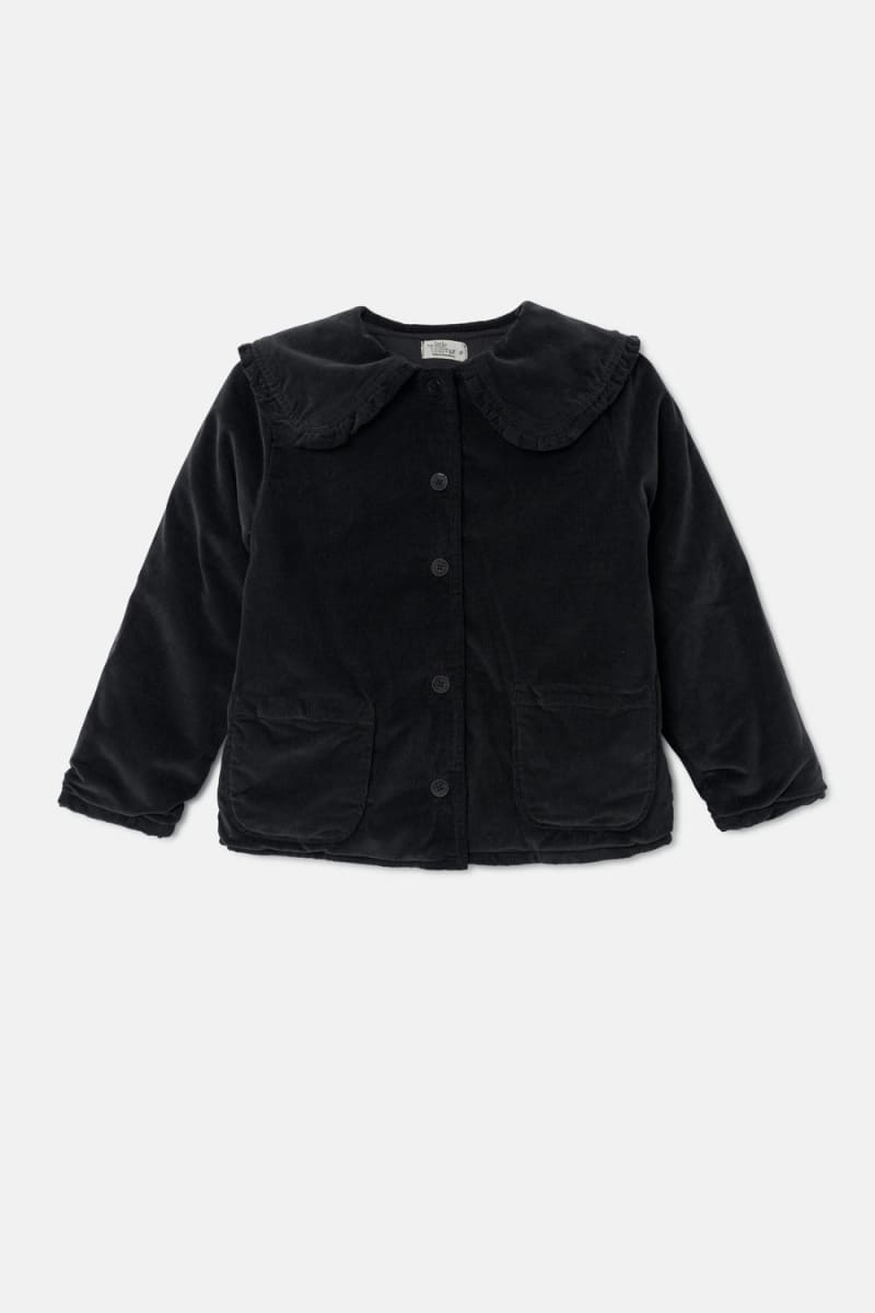 Pinwale Corduroy Ruffle Jacket - Dark Grey