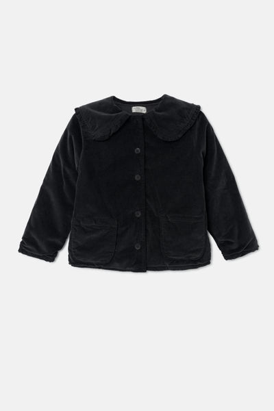 Pinwale Corduroy Ruffle Jacket - Dark Grey