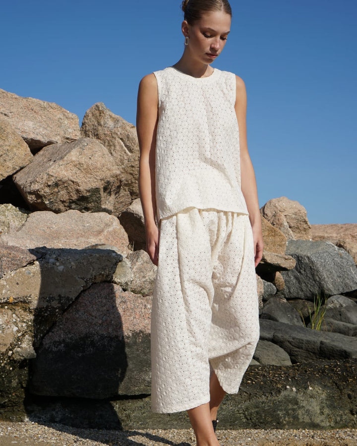 Reversible Uma Blouse In Embroidered Voile - Ivory