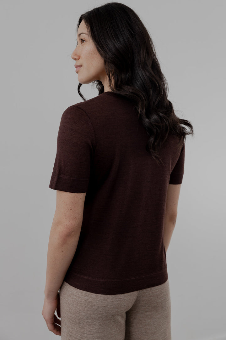 Crew Neck Sweater Tee - Mahogany