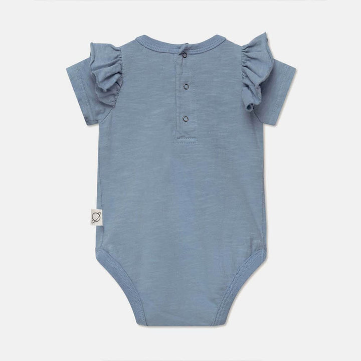 Slub Ruffle Baby Bodysuit - Sky Blue Bodysuits + Onesies My Little Cozmo 