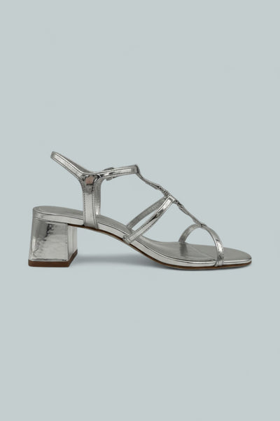 Hana Block Sandals - Silver Specchio