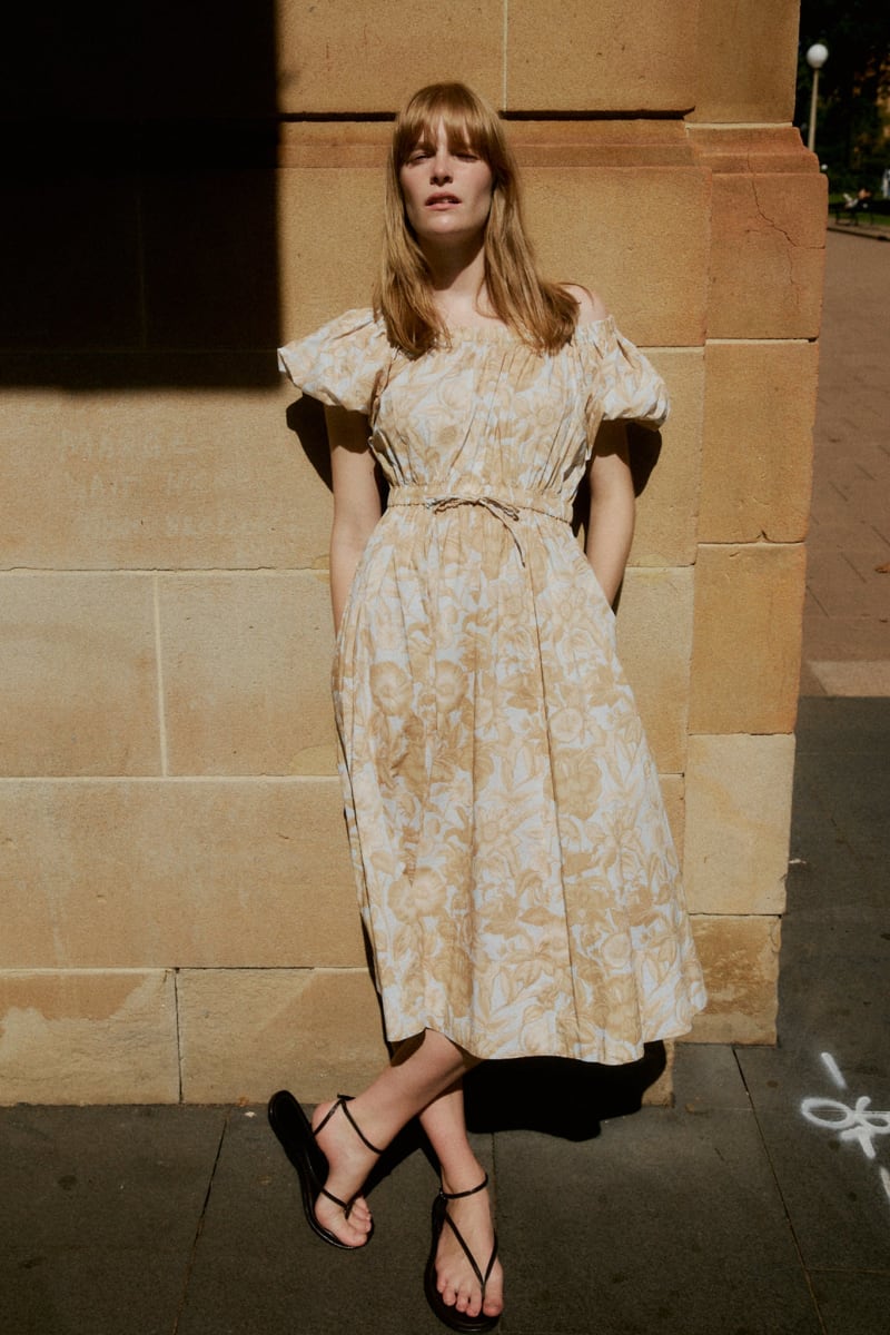 Sofi Off Shoulder Dress - Beige