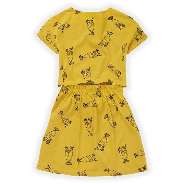 Ice Cream Print Cocktail Dress - Sunshine Yellow