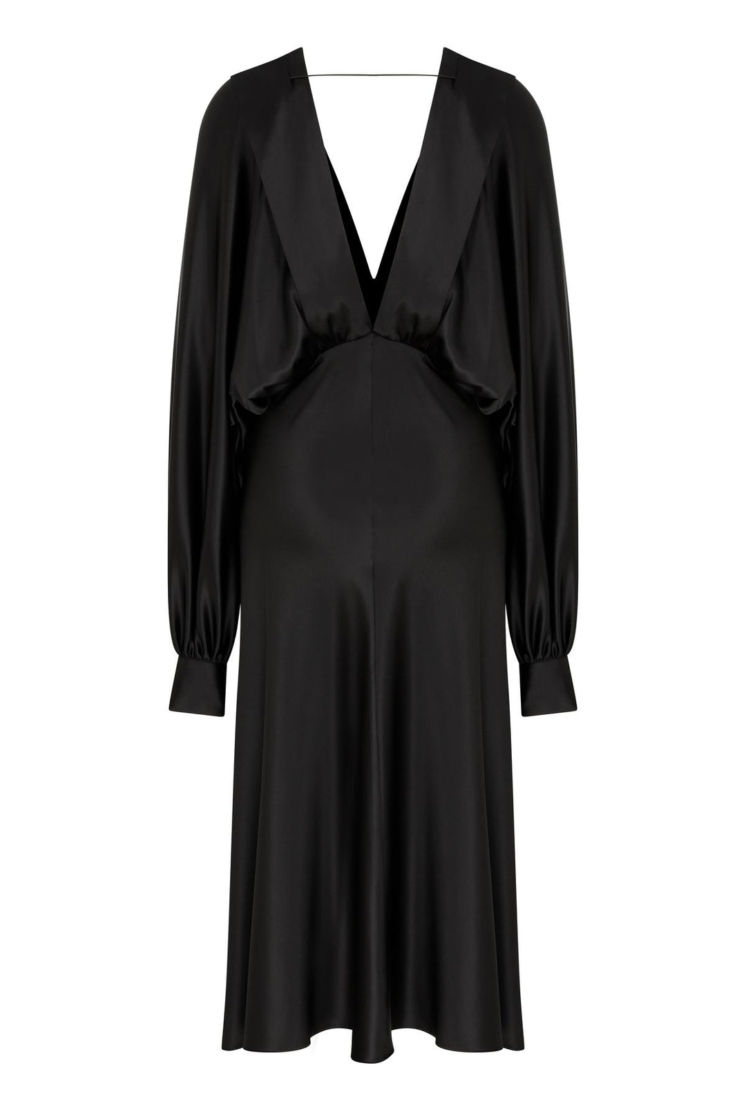 Mila V Neck Satin Dress - Black