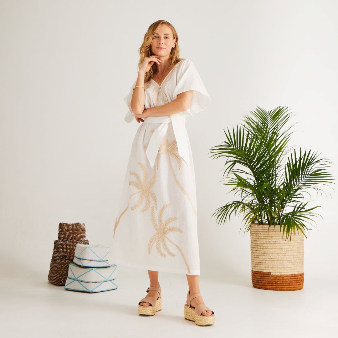 Penelope Dress - White Palm