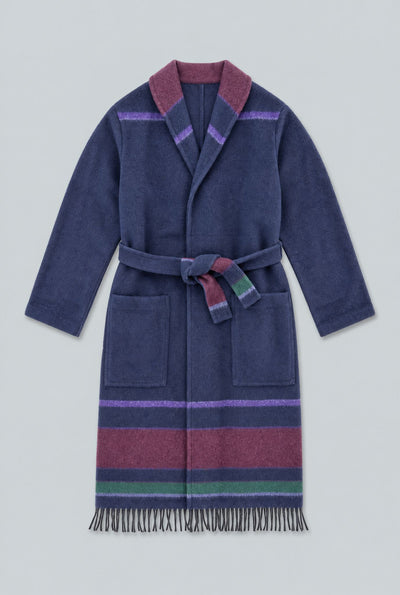 Fringe Robe Coat - Navy Combo