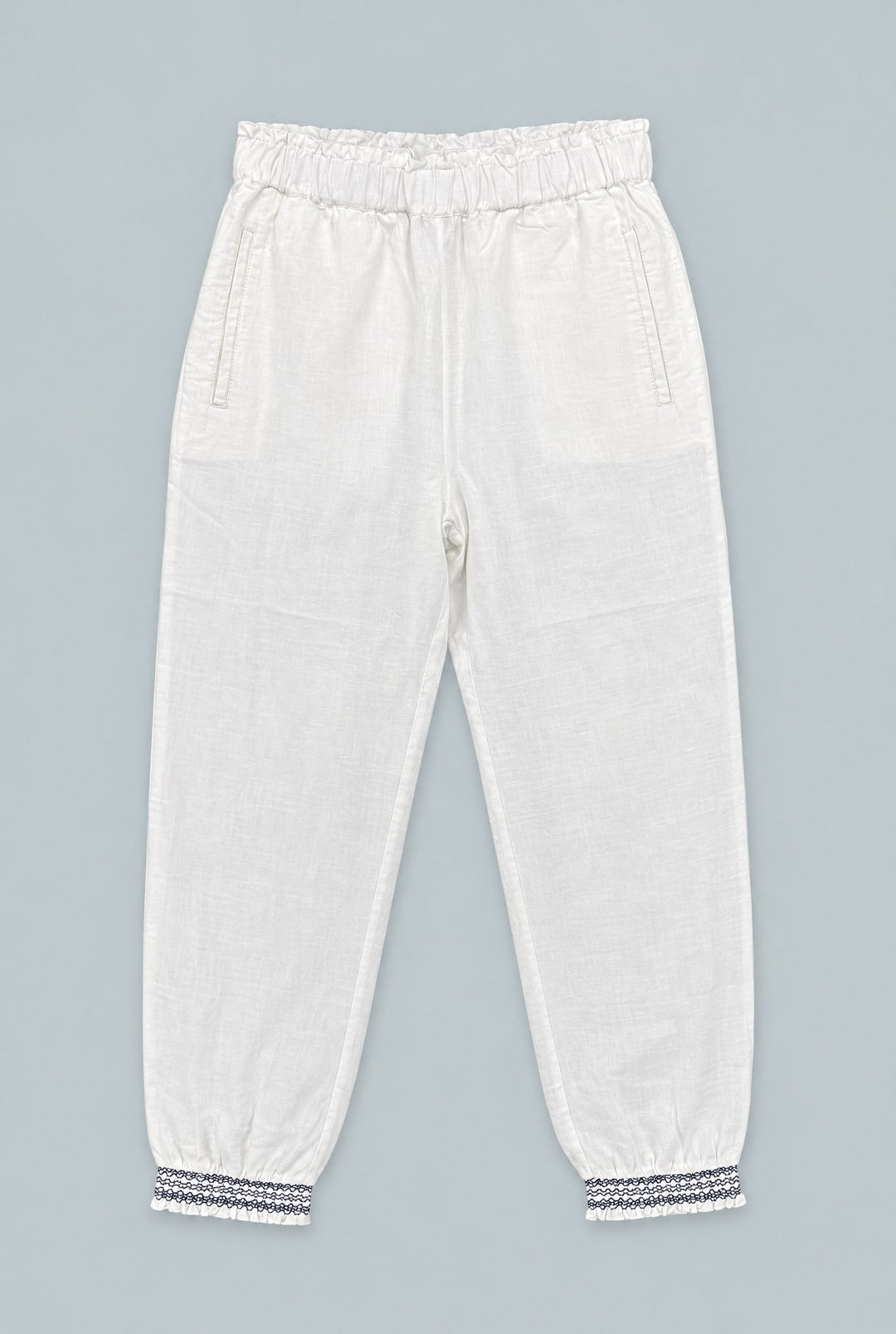 Smocked Joggers - White