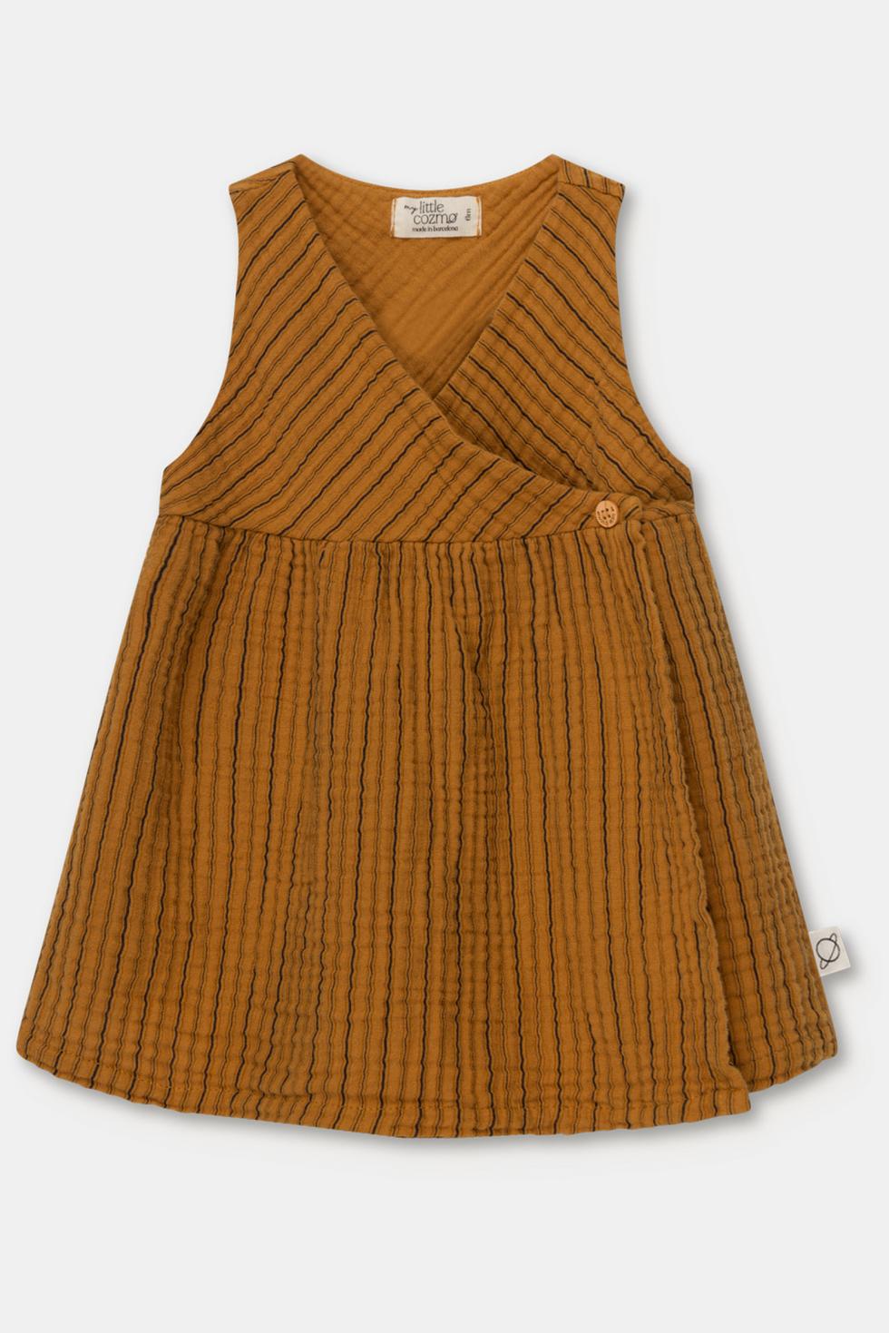 Gauze stripe wrap baby dress - Oil