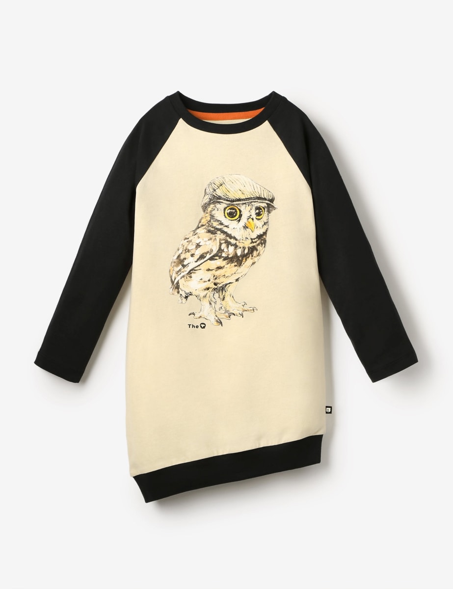 Organic Long Sleeve Asymmetric Tunic - Hatted Hootie