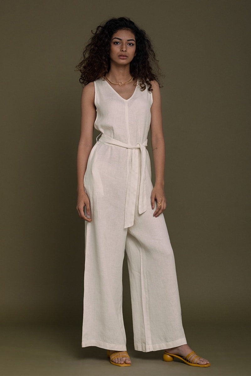 Breakfast In Bed Jumpsuit - Shell Off/White